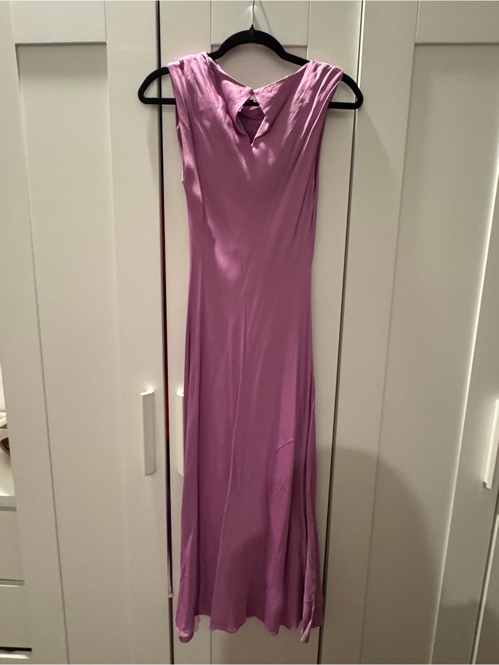 Mango Sleeveless Satin Lavender Maxi Dress
